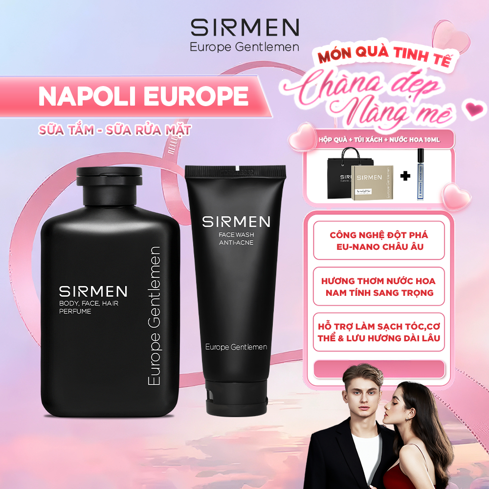 Ảnh Combo NAPOLI EUROPE Gồm Sữa tắm 350g & Sữa rửa mặt 100g hương nước hoa châu Âu SIRMEN Europe Gentlemen 1