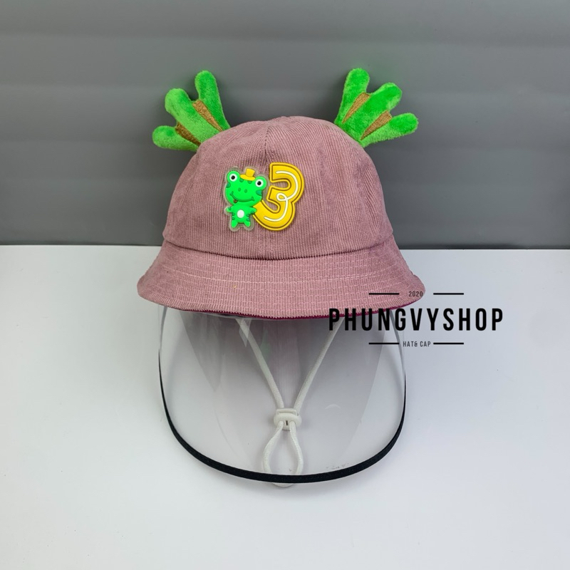 (SALE) BÉ Dưới 2 Tuổi_Mũ chống giọt bắn chắn gió bụi mưa bucket tai bèo vành phungvyshop-nón / Bo "KIẾNG" ẾCH ÔM SỐ 3/
