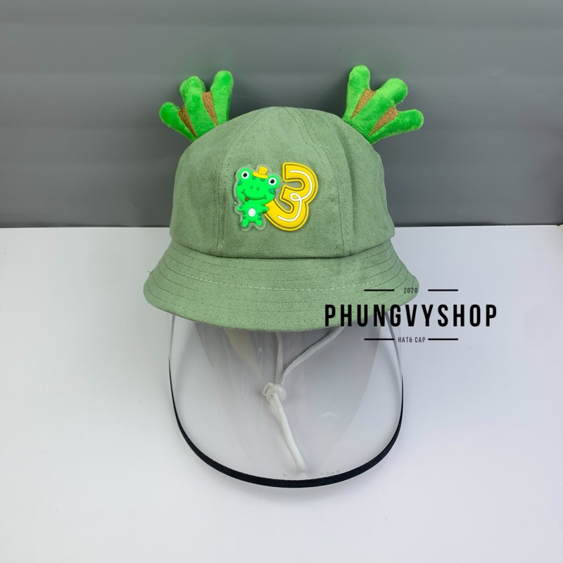 (SALE) BÉ Dưới 2 Tuổi_Mũ chống giọt bắn chắn gió bụi mưa bucket tai bèo vành phungvyshop-nón / Bo "KIẾNG" ẾCH ÔM SỐ 3/