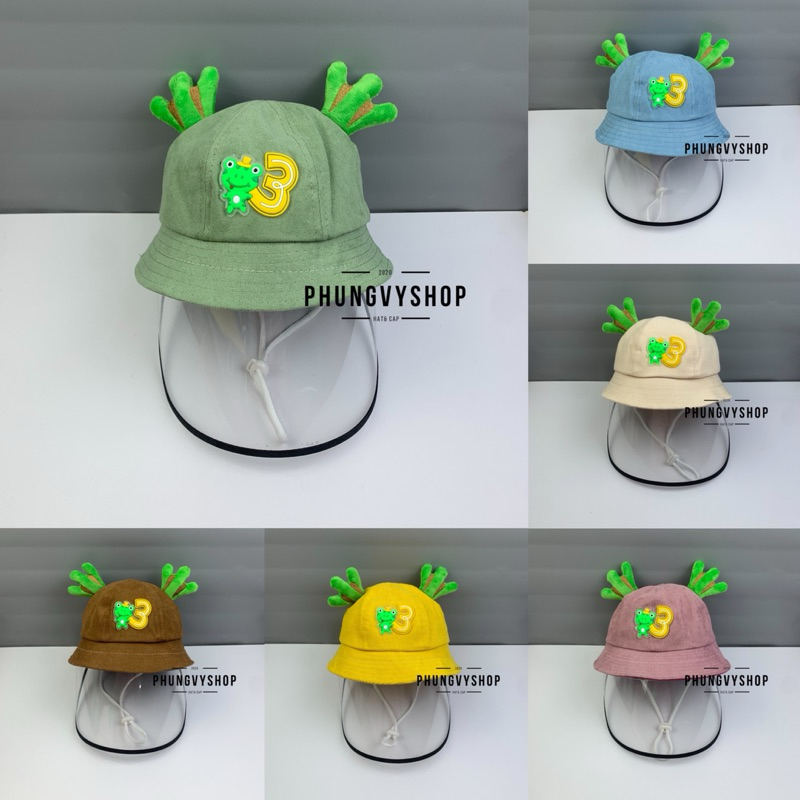 (SALE) BÉ Dưới 2 Tuổi_Mũ chống giọt bắn chắn gió bụi mưa bucket tai bèo vành phungvyshop-nón / Bo "KIẾNG" ẾCH ÔM SỐ 3/