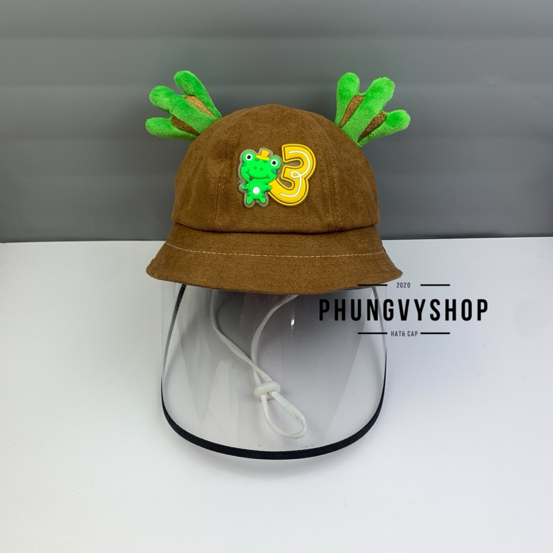 (SALE) BÉ Dưới 2 Tuổi_Mũ chống giọt bắn chắn gió bụi mưa bucket tai bèo vành phungvyshop-nón / Bo "KIẾNG" ẾCH ÔM SỐ 3/