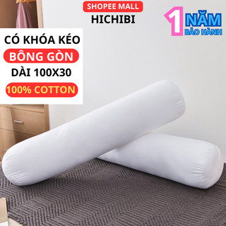 [BH 1 NĂM] Ruột gối ôm dài 100x30cm, 100% gòn nhân tạo vải thoáng khí, hút mồ hôi, gối ôm gòn có khóa kéo