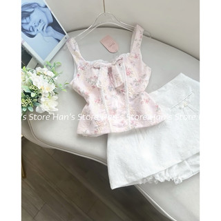 [HAN’S STORE]SET ÁO CORSET PHỐI NƠ VÀ VÁY QUẦN BÍ CHẤT COTTON THÊU CHUẨN FORM(ẢNH THẬT)
