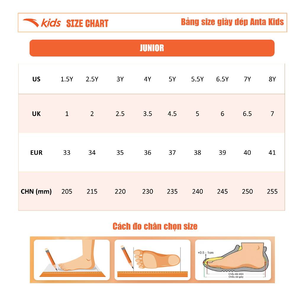[VC 100K] Giày chạy thể thao bé gái size 33-39 Anta Kids Basic A225B5512