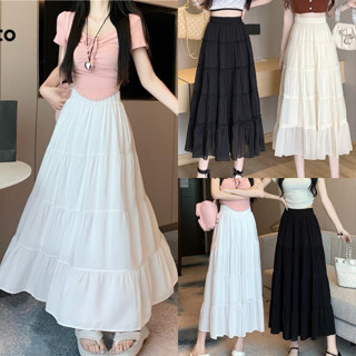 Chân váy midi dáng dài 4 tầng trắng đen có quần bảo hộ VANISA CV037