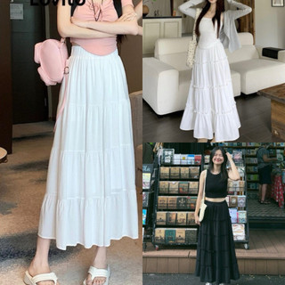 Chân váy midi dáng dài 4 tầng trắng đen có quần bảo hộ VANISA CV037