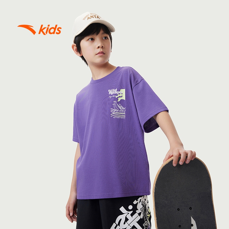 [VC 100K] Áo phông + quần short ngắn thời trang thể thao bé trai size 130-170 Anta Kids Wildplayer 3525B8133