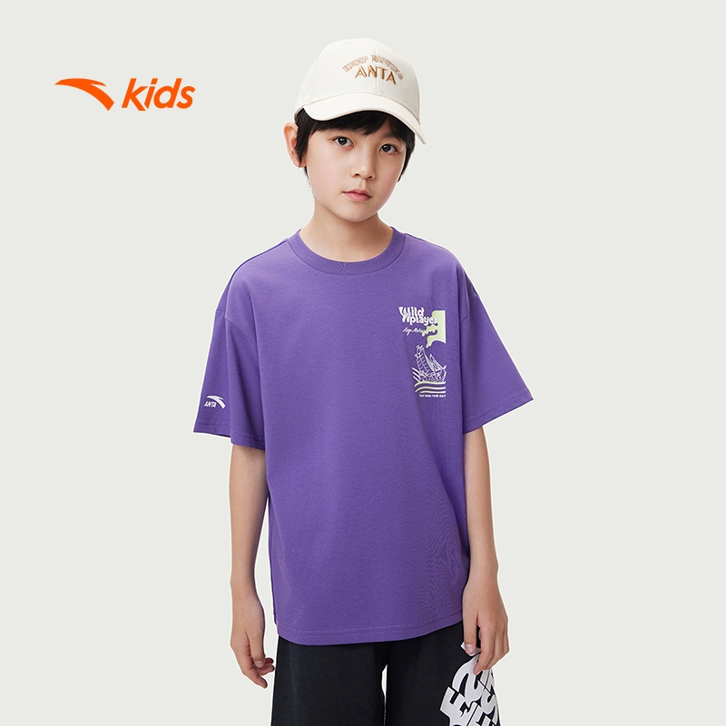 [VC 100K] Áo phông + quần short ngắn thời trang thể thao bé trai size 130-170 Anta Kids Wildplayer 3525B8133