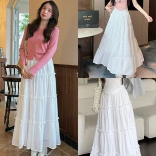 Chân váy midi dáng dài trắng đen có lót trong dày dặn mặc nhẹ nhàng VANISA CV037