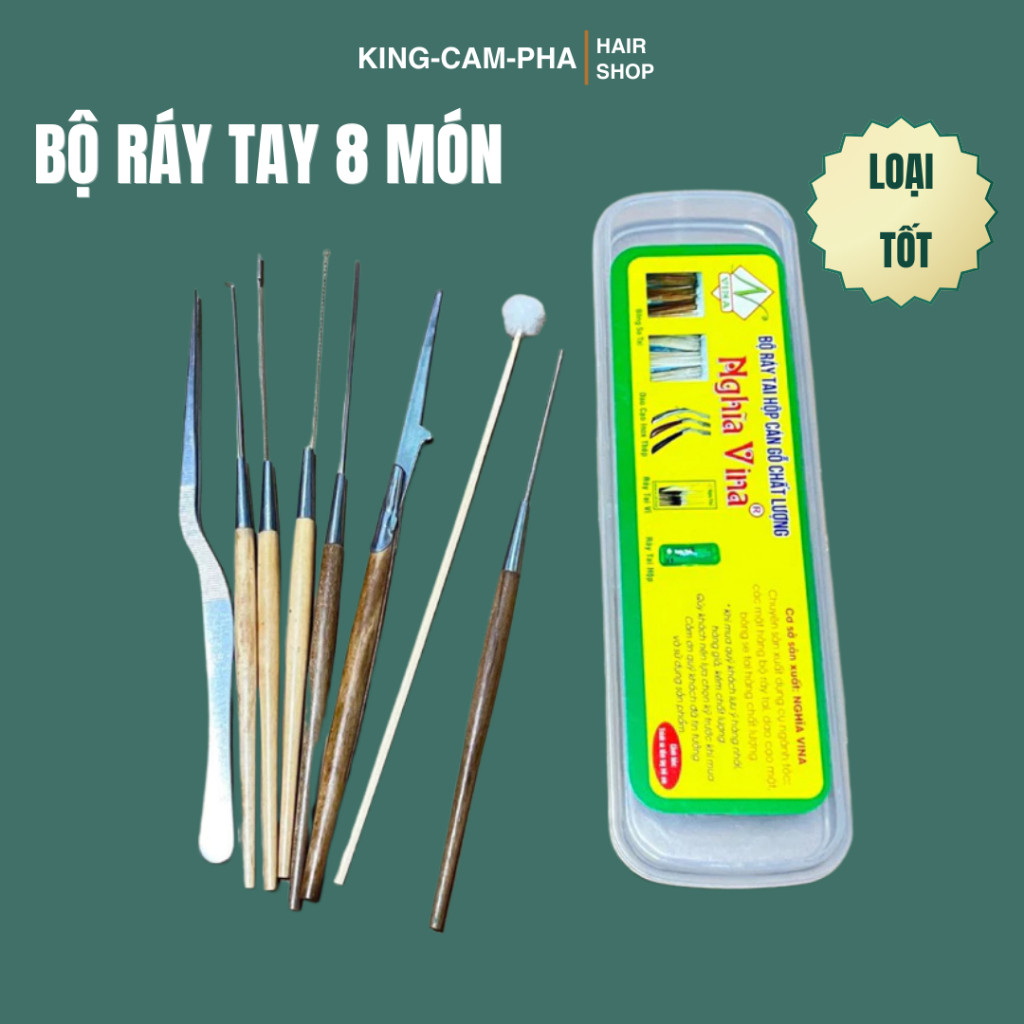 Bộ dụng cụ lấy ráy tai Nghĩa Vina - móc ráy tai 8 món kèm hộp loại tốt ...