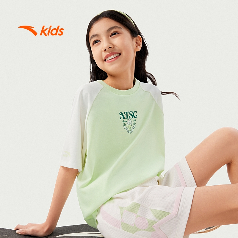Áo phông ngắn tay thể thao bé gái size 130-165 Anta Kids 3625B8113