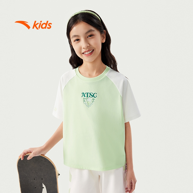 Áo phông ngắn tay thể thao bé gái size 130-165 Anta Kids 3625B8113