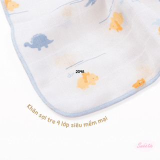 M&B (25x28cm) Combo 5 khăn gạc sữa cotton 4 lớp mềm mịn, kháng khuẩn, thấm hút tốt phù hợp cho làn da nhạy cảm của bé