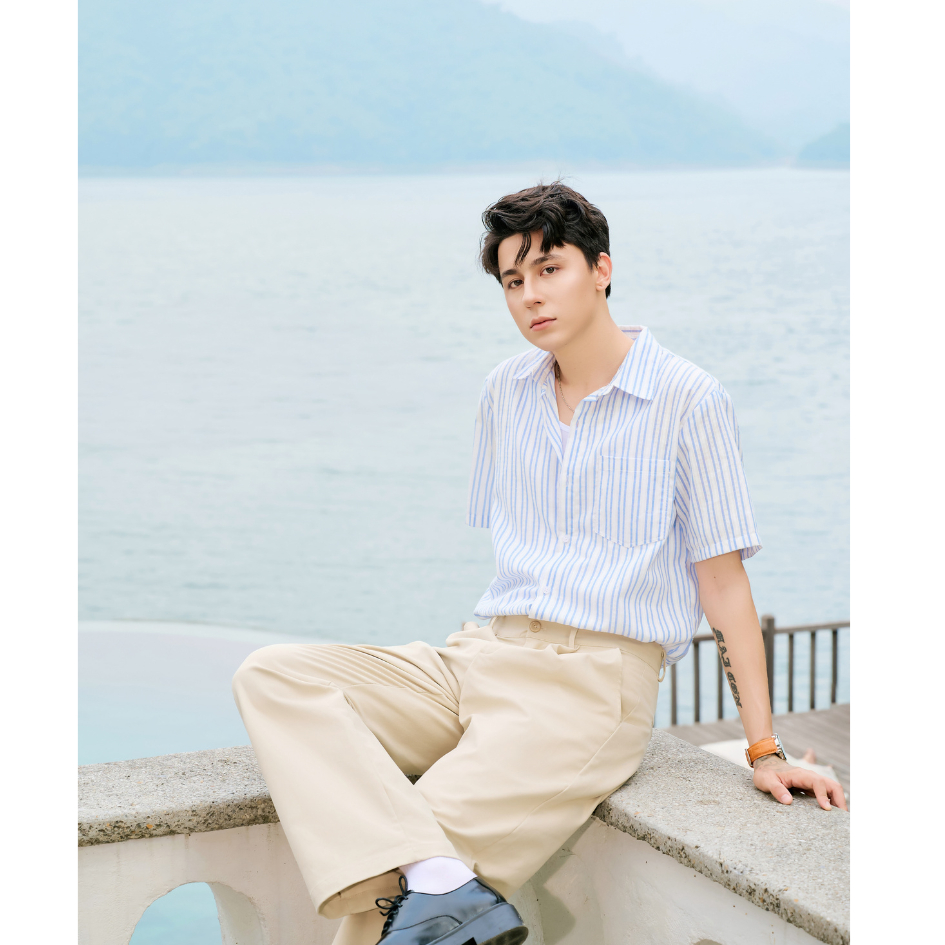 Set đồ biển đôi nam nữ set couple với người yêu áo sơ mi oxford nam + đầm maxi nữ thương hiệu LILA - PERI