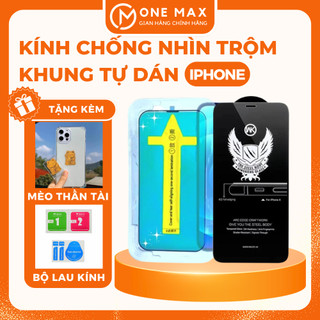 Kính cường lực KK khung tự dán chống nhìn trộm cho iphone 11 12 13 14 15 16 pro max x xs xr xsmax plus prommax glass