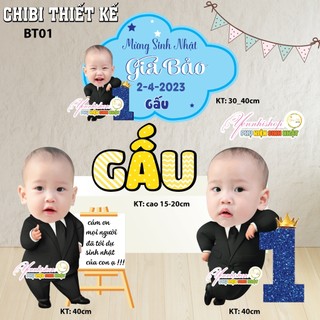Chibi bé trai nhiều chủ đề trang trí thôi nôi, sinh nhật cho bé Yến Nhi Shop