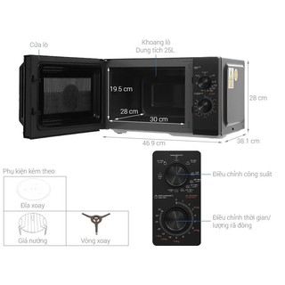 Lò vi sóng có nướng Toshiba MW3-MG25PE(BK) 25 lít, 800W -1000W, 9 mức công suất - Bảo hành 12 tháng