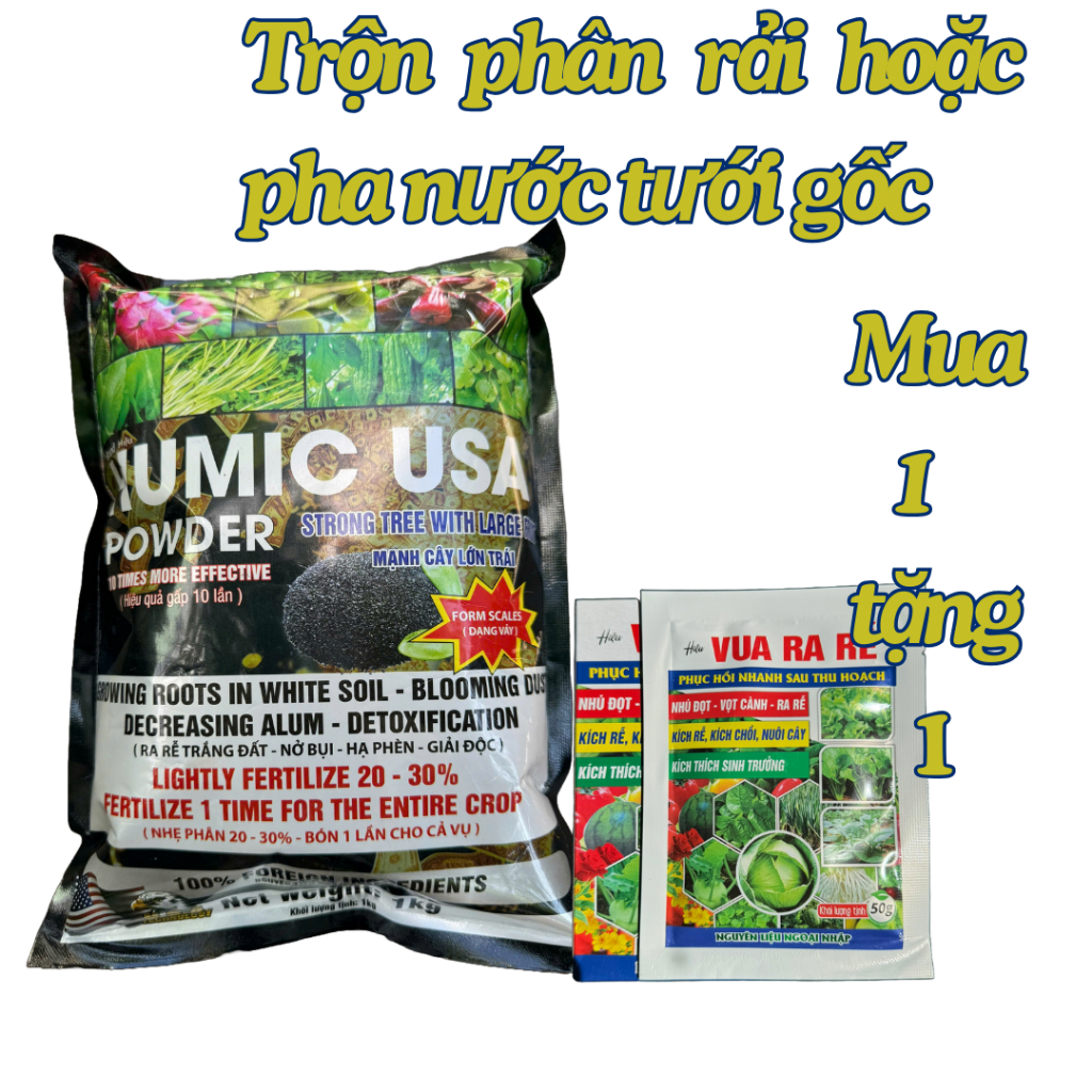 HUMIC USA 1KG CHẤT LƯỢNG, MUA 1 TẶNG 1 VUA RA RỄ 50G. DÙNG LÀ MÊ ...