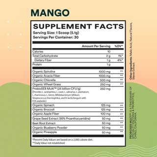 Cira Daily Greens - Bột siêu thực phẩm Spirulina- vị Xoài,giúp giảm đầy hơi, tiêu hóa