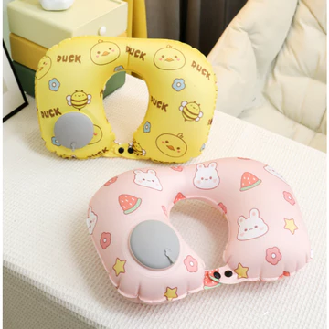 BLACK PINK Gối bơm hơi chữ U, gối chữ U đi du lịch, gối ngủ trưa văn phòng, gối kê cổ