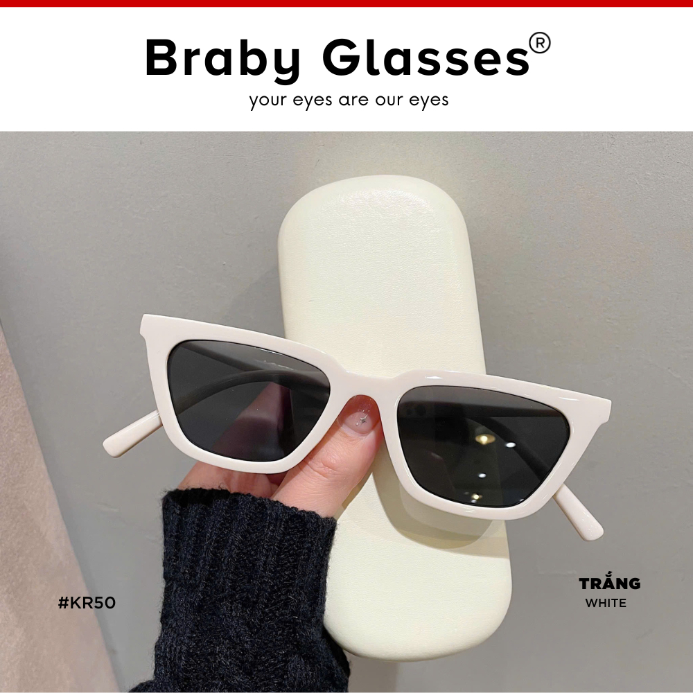 Kính râm mát nam nữ mắt vuông thời trang chống tia UV Braby Glasses gọng nhựa cao cấp thiết kế sang trọng KR50