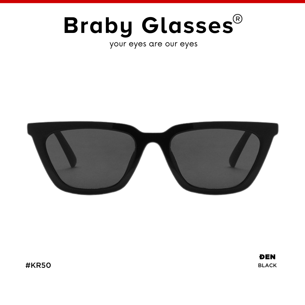 Kính râm mát nam nữ mắt vuông thời trang chống tia UV Braby Glasses gọng nhựa cao cấp thiết kế sang trọng KR50