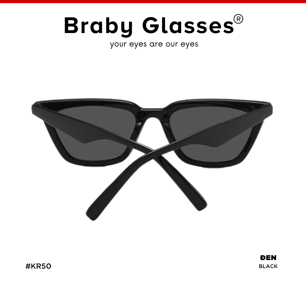 Kính râm mát nam nữ mắt vuông thời trang chống tia UV Braby Glasses gọng nhựa cao cấp thiết kế sang trọng KR50