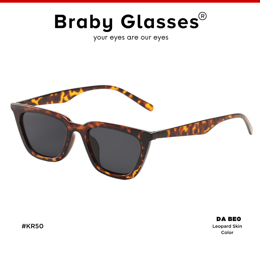 Kính râm mát nam nữ mắt vuông thời trang chống tia UV Braby Glasses gọng nhựa cao cấp thiết kế sang trọng KR50