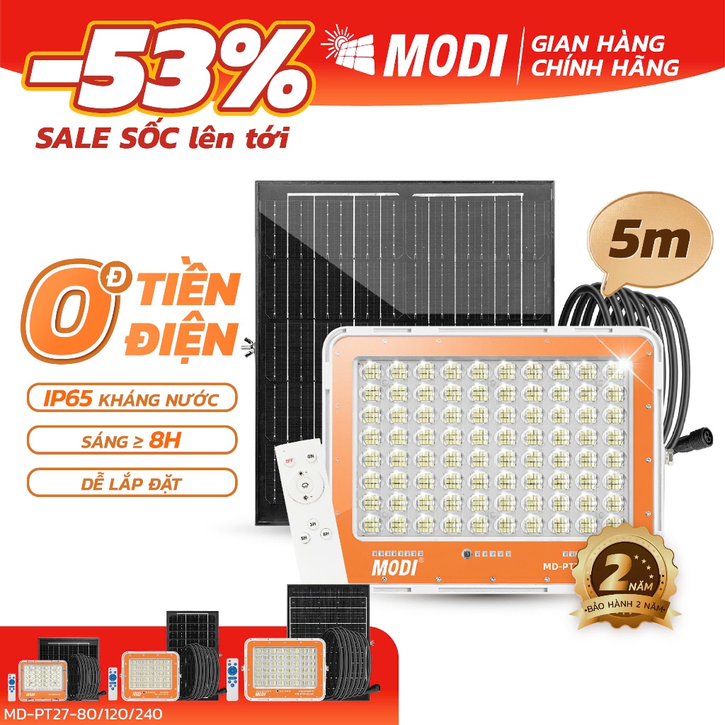 Ảnh Đèn Năng Lượng Mặt Trời MODI SOLAR 80W, 120W, 240W, 360W Ánh Sáng Trắng Điều Khiển Từ Xa 1