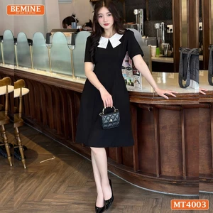 Đầm basic đơn giản cổ kiểu 2 lá BEMINE MT4003DEN