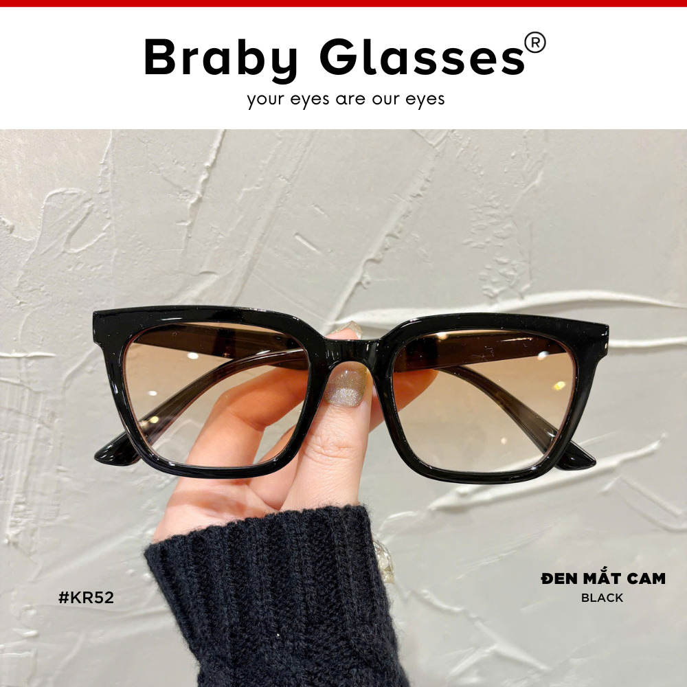 Kính râm mát nam nữ mắt vuông thời trang chống tia UV Braby Glasses gọng nhựa cao cấp thiết kế sang trọng KR52