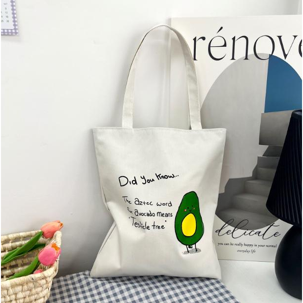 Túi Tote canvas nhiều hình hoa quả động vật siêu cute túi vải đeo vai phong cách thời trang đựng đồ tota080