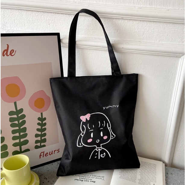 Túi Tote canvas nhiều hình hoa quả động vật siêu cute túi vải đeo vai phong cách thời trang đựng đồ tota080