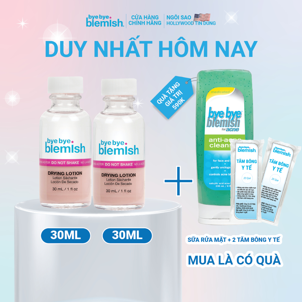 Ảnh 2 Chấm Mụn/Thâm Mụn Bye Bye Blemish cho tất cả các loại mụn trên mặt 30ml x 2 1
