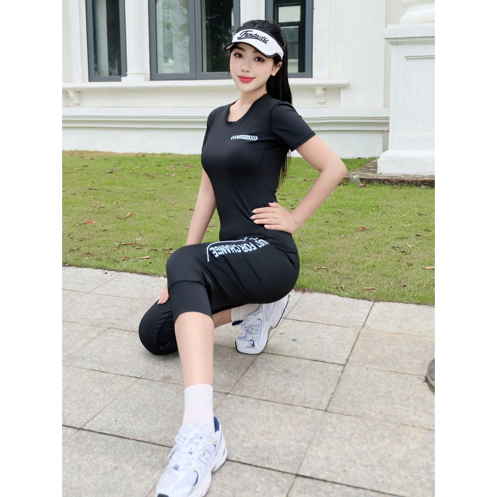 Bộ lửng thể thao B31 áo phủ bụng quần lửng tập gym , yoga , aerobic, đánh bóng , đạp xe ...