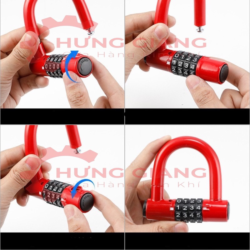 Ổ Khoá Số, Khoá 4 Số Chữ U CHỐNG CẮT, CHỐNG TRỘM, BẢO MẬT CAO, CÓ THỂ THAY MẬT MÃ