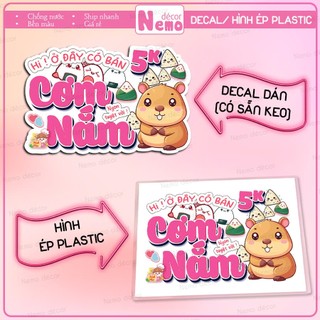 [CƠM NẮM] Decal Dán, Hình Ép Plastic Capybara Trang Trí Quán Ăn, Cà Phê, Trà Sữa - Size A3, A4, A5.