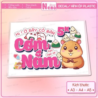 [CƠM NẮM] Decal Dán, Hình Ép Plastic Capybara Trang Trí Quán Ăn, Cà Phê, Trà Sữa - Size A3, A4, A5.