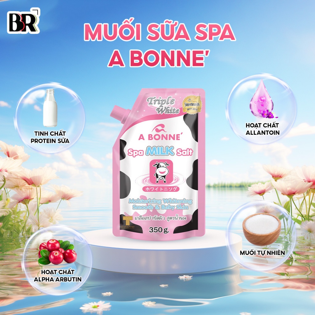 Ảnh Combo Muối Sữa Spa và Muối Sữa Yogurt A BONNE' 350g (vòi) Tặng Muối Vitamin C 350g 1