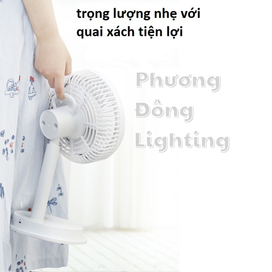 Quạt Sạc Tích Điện DP - 7627 Kết hợp Đèn LED Chiếu sáng, Công Suất 6W Mạnh Mẽ , Pin Sạc 4000 mAh