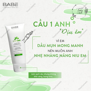 Sữa rửa mặt BABÉ STOP AKN Purifying Cleansing Gel cho da dầu mụn tuýp 200ml
