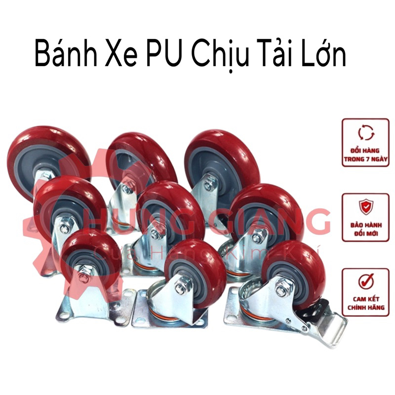 Bánh Xe ĐỎ Phi 8 Chịu Tải 100kg 1 bánh Có Đạn Bạc Xoay 360 Độ(ẢNH THẬT)