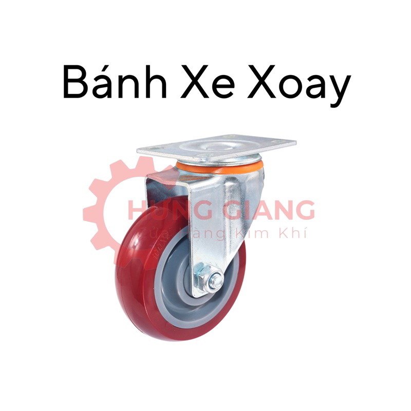 Bánh Xe ĐỎ Phi 8 Chịu Tải 100kg 1 bánh Có Đạn Bạc Xoay 360 Độ(ẢNH THẬT)