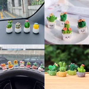 Bộ sưu tập mô hình chậu cây xương rồng, sen đá tí hon dễ thương tiểu cảnh mini, bày bàn làm việc, bàn học, taplo ô tô