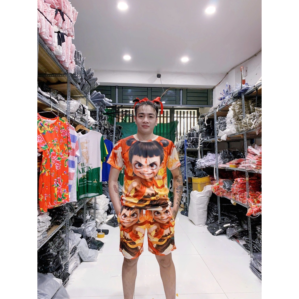 Bộ quần áo NATRA HỒNG HÀI NHI GIÁNG THẾ in họa tiết đẹp, đồ tập gym thể thao vải thun lạnh SSL