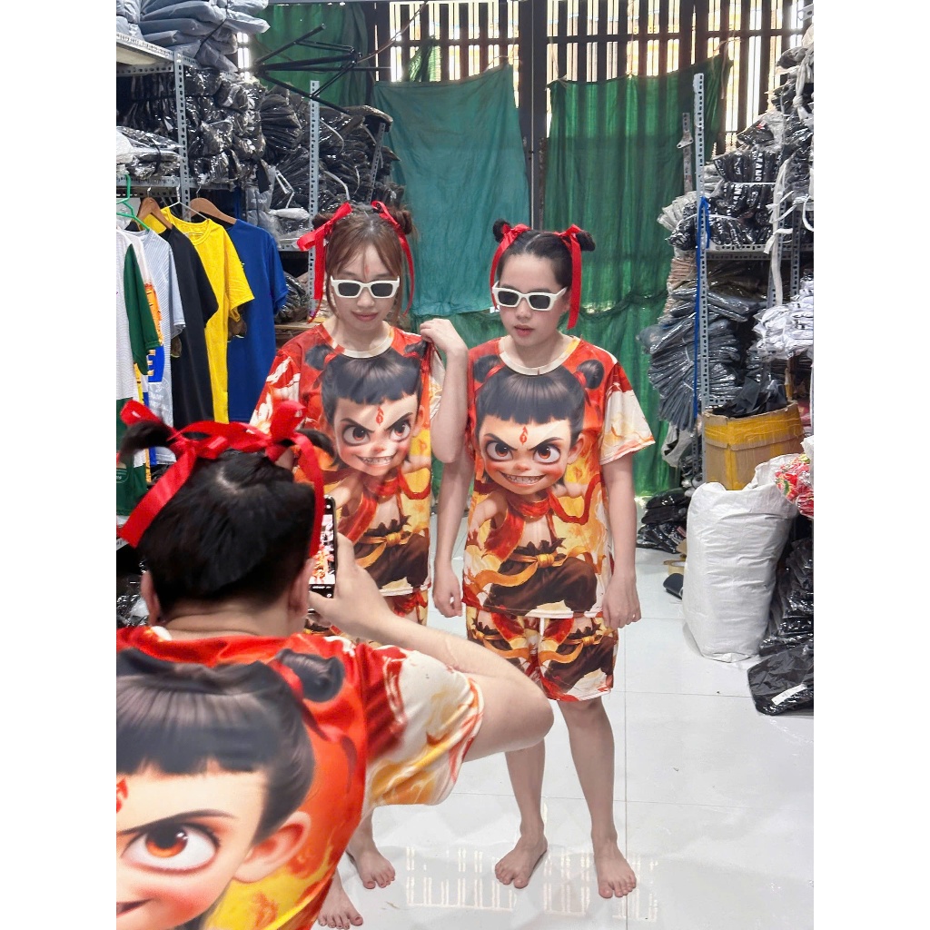 Bộ quần áo NATRA HỒNG HÀI NHI GIÁNG THẾ in họa tiết đẹp, đồ tập gym thể thao vải thun lạnh SSL