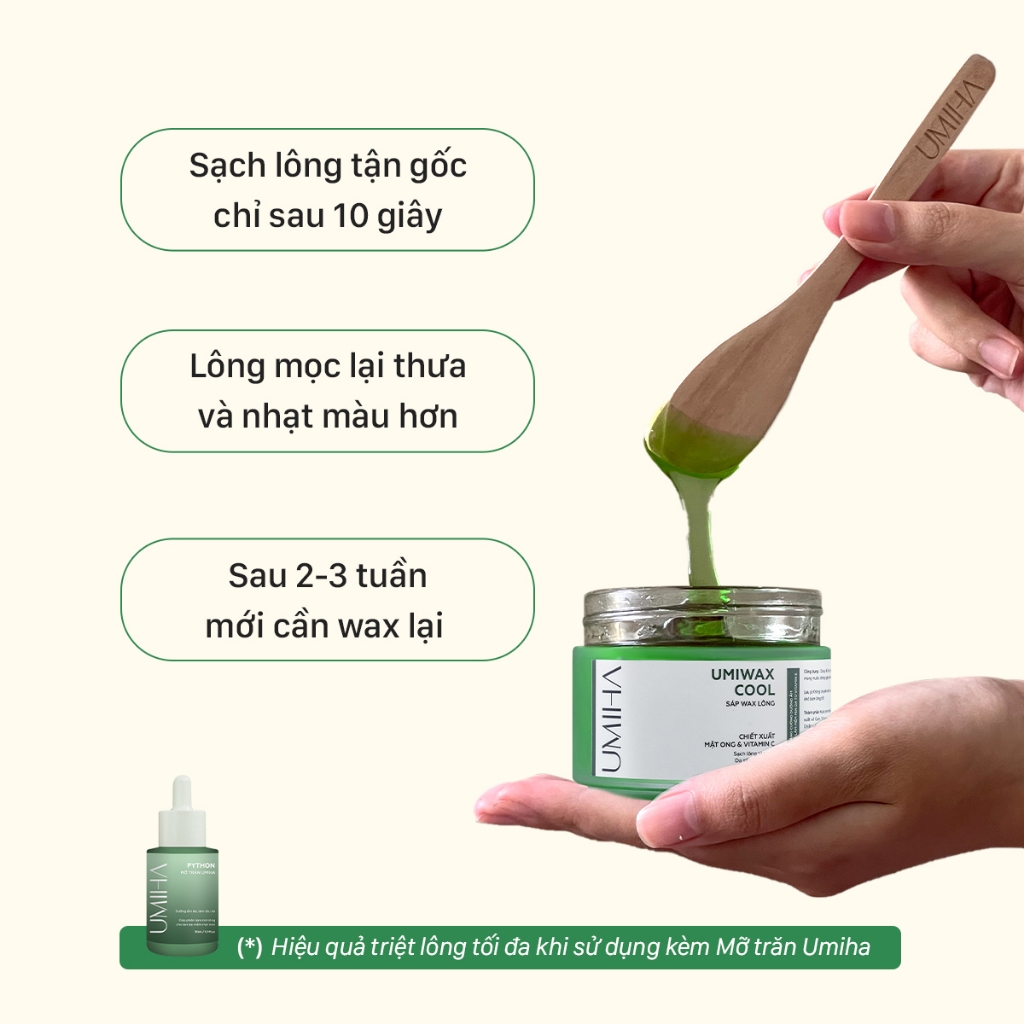 Ảnh Wax lông UMIHA (95gr) - Sáp wax lông bám dính x2 dành riêng cho wax lông, bổ sung Vitamin C giúp sáng da 3