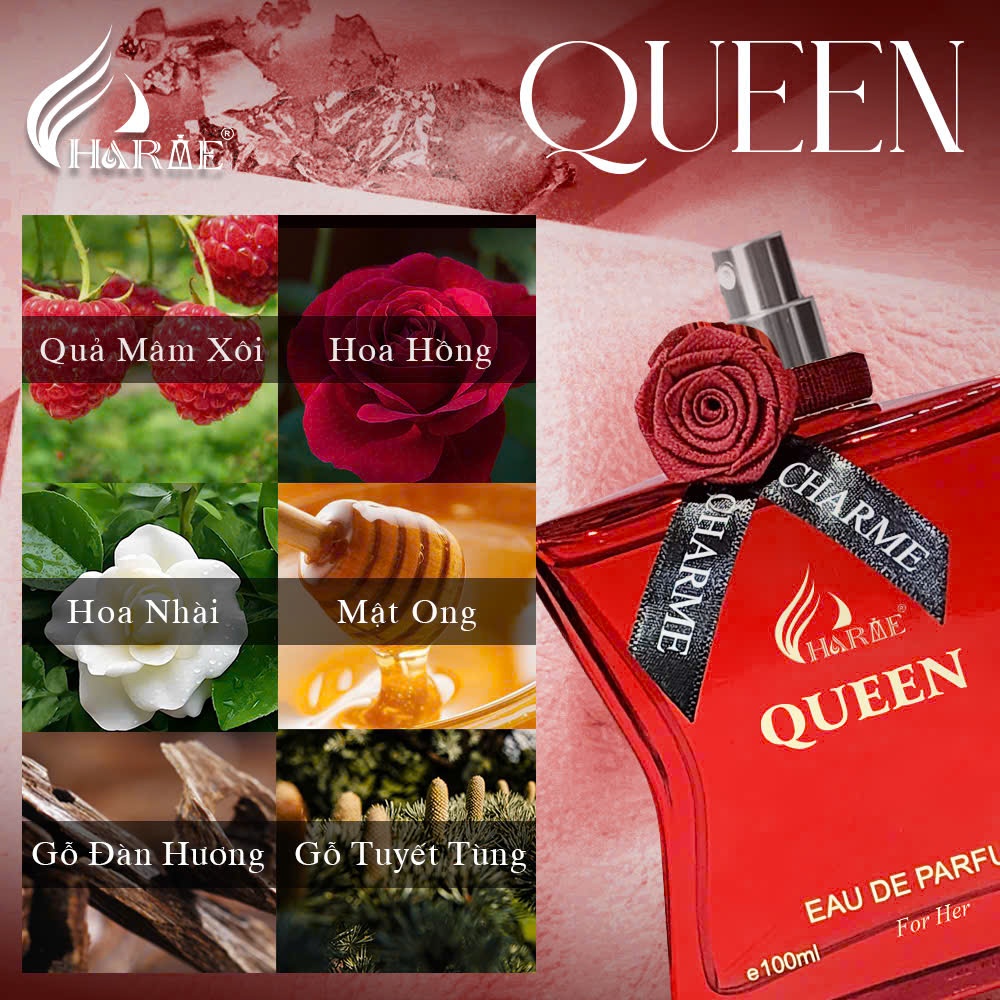 Ảnh Nước Hoa Nữ Charme Queen 100ml Chính Hãng, Lưu Hương Lâu Phong Cách Quyến Rũ, Sang Trọng 4