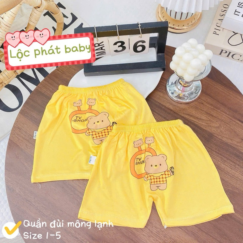 Combo 5-10 quần đùi thun lạnh đáp mông hình thú cho bé trai, bé gái từ 3-13kg