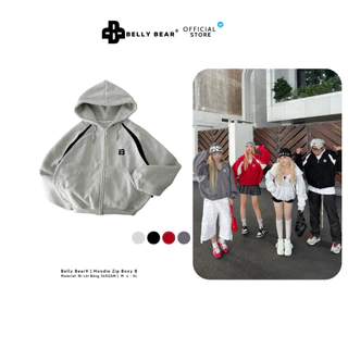 Áo Khoác Hoodie Zip 𝗕𝗘𝗟𝗟𝗬 𝗕𝗘𝗔𝗥 Form Boxy Rộng Chữ Thêu B